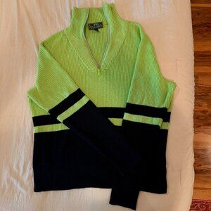 Vintage Lauren Ralph Lauren Lime Green & Black Half-Zip Sweater